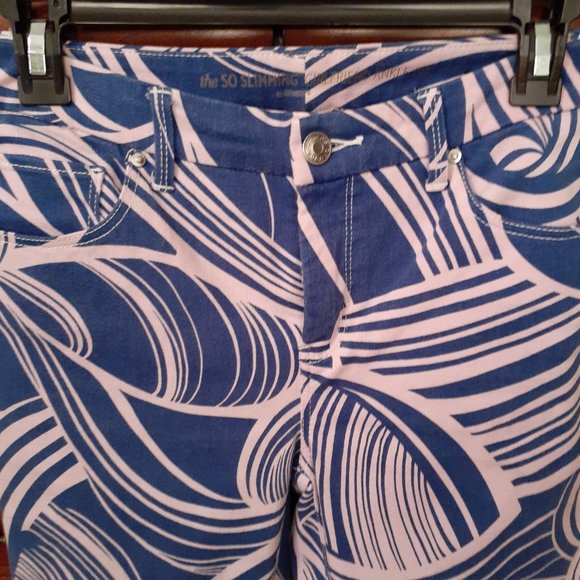 Chico's So Slimming Girlfriend Ankle Jeans Lt Pink and Blue Stripes - Size 00 - Picture 3 of 12